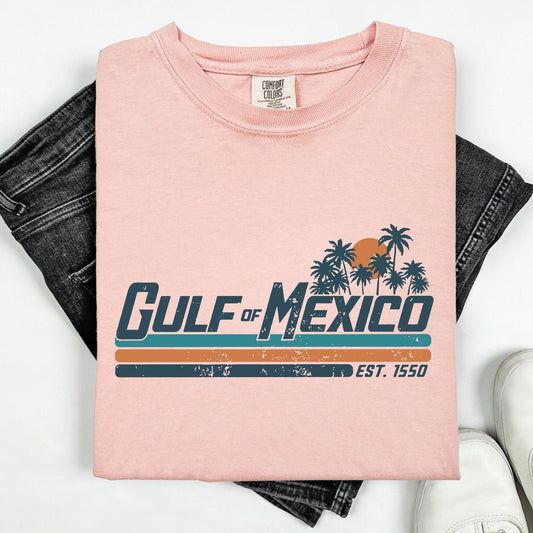 Retro Gulf Of Mexico, Vintage, Established 1550, Beach, Palm Trees Tshirt Comfort Colors T-Shirt