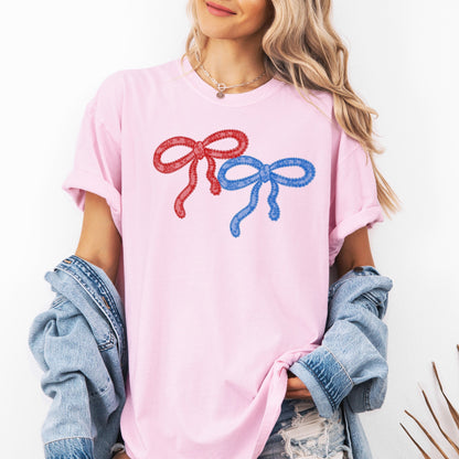 Retro Lace, Red, Blue, Patriotic, America, 4th of July Tshirt Comfort Colors T-Shirt