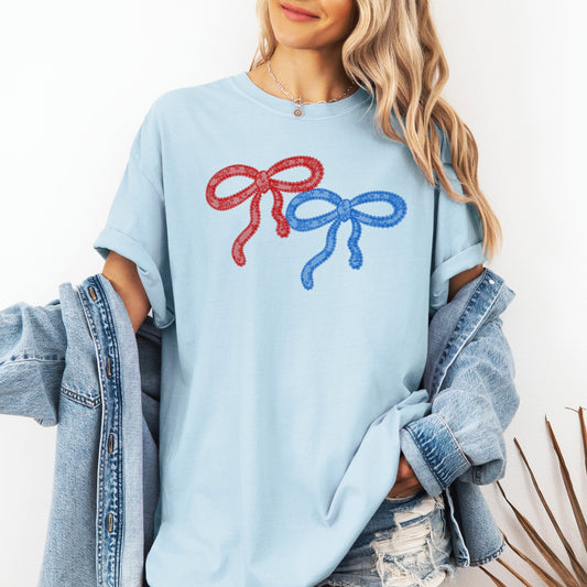 Retro Lace, Red, Blue, Patriotic, America, 4th of July Tshirt Comfort Colors T-Shirt