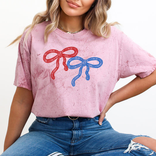 Retro Lace, Red, Blue, Patriotic, America, 4th of July, Color Blast Tshirt Comfort Colors T-Shirt