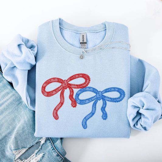 Retro Lace, Red, Blue, Patriotic, America, 4th of July Sweatshirt