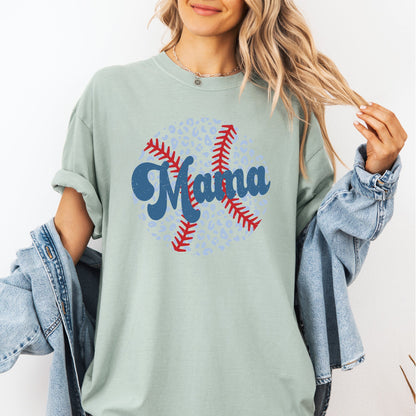 Retro Leopard Baseball Mama, Sports, Mother's Day Tshirt Comfort Colors T-Shirt