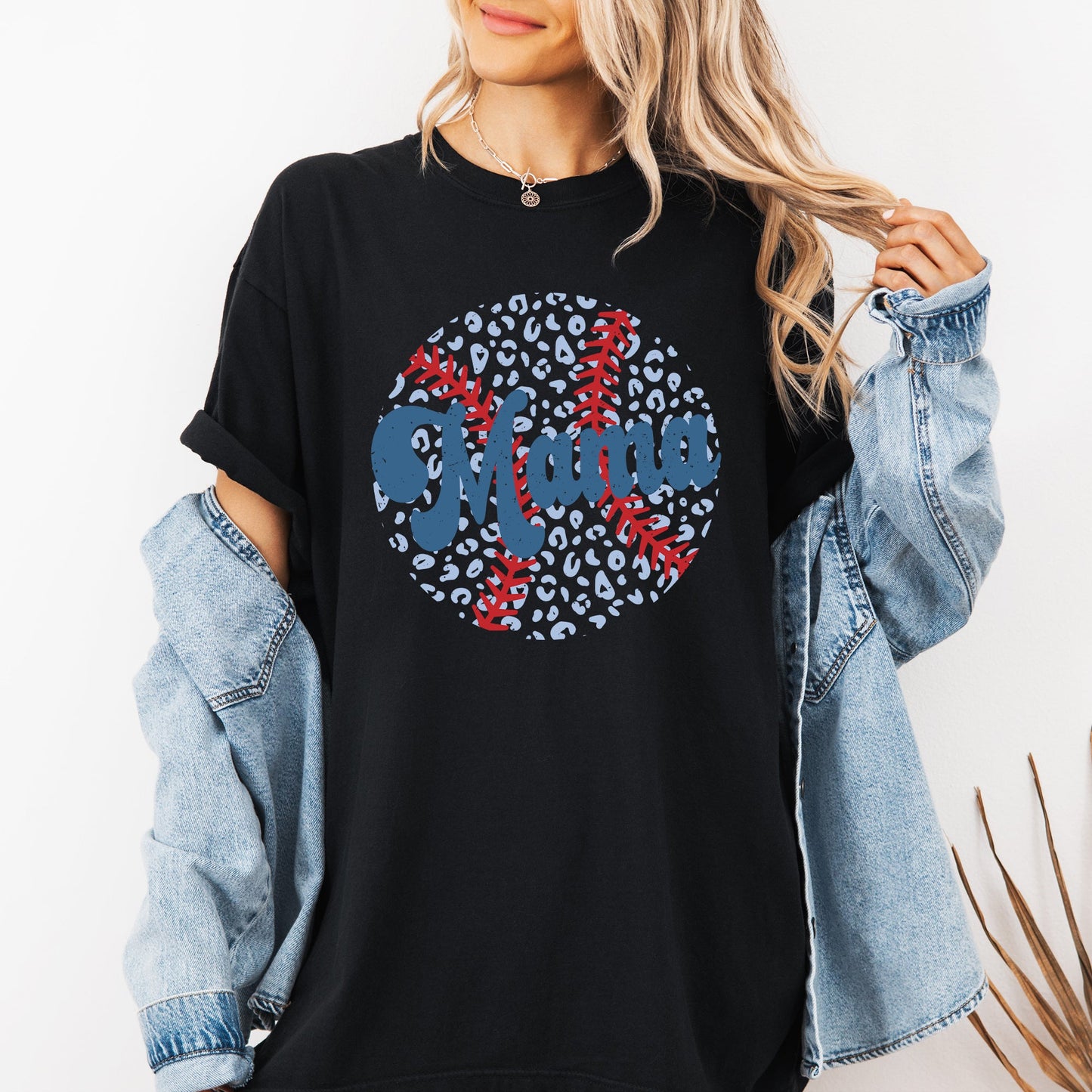 Retro Leopard Baseball Mama, Sports, Mother's Day Tshirt Comfort Colors T-Shirt