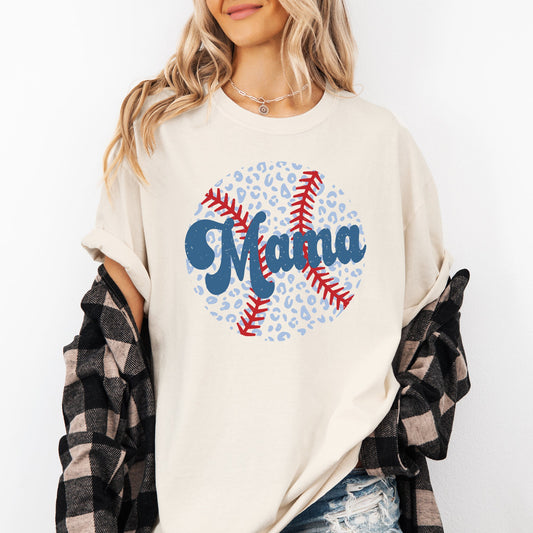 Retro Leopard Baseball Mama, Sports, Mother's Day Tshirt Comfort Colors T-Shirt