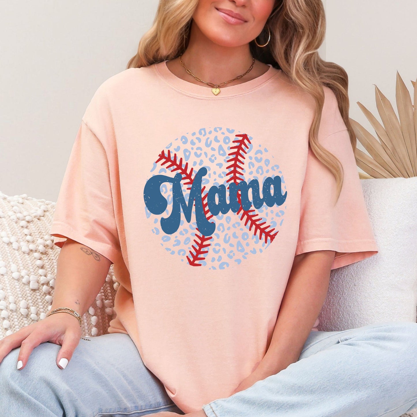 Retro Leopard Baseball Mama, Sports, Mother's Day Tshirt Comfort Colors T-Shirt