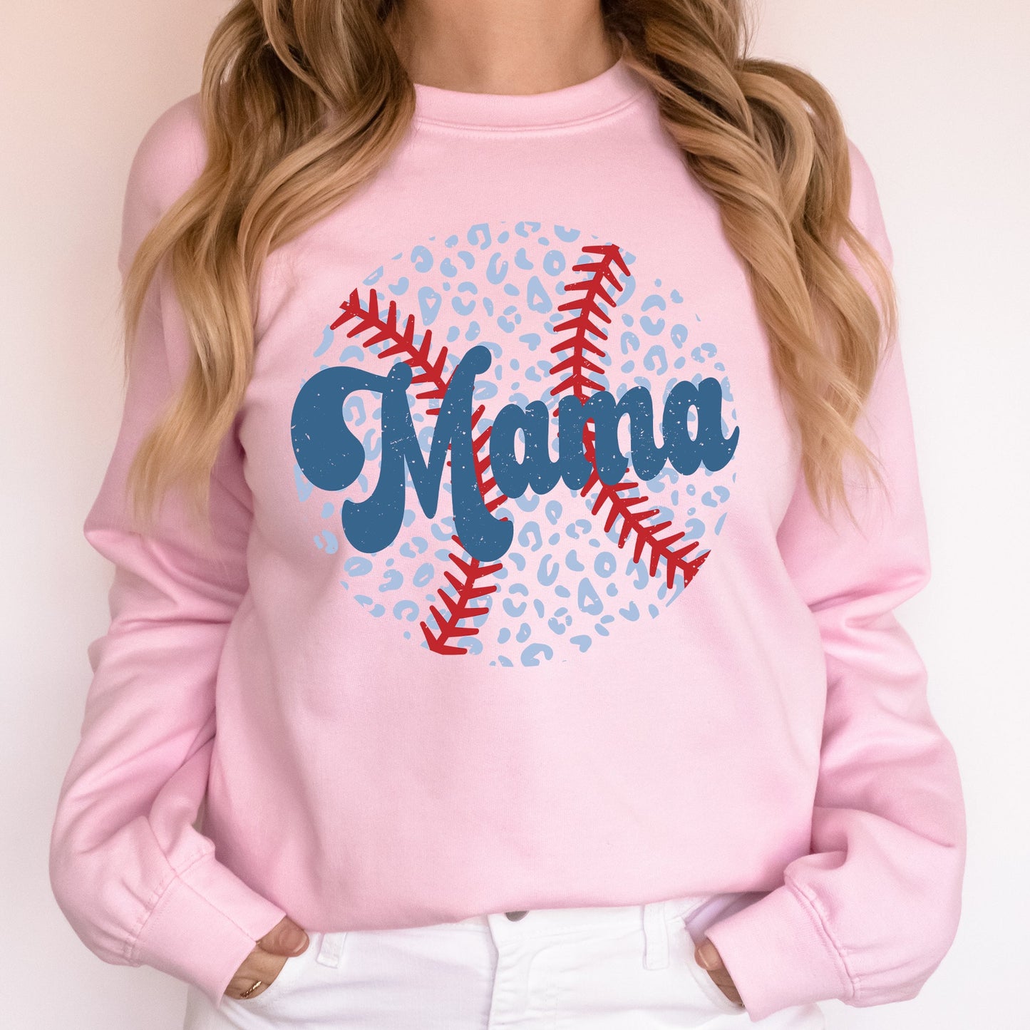 Retro Leopard Baseball Mama, Sports, Mother's Day Sweatshirt