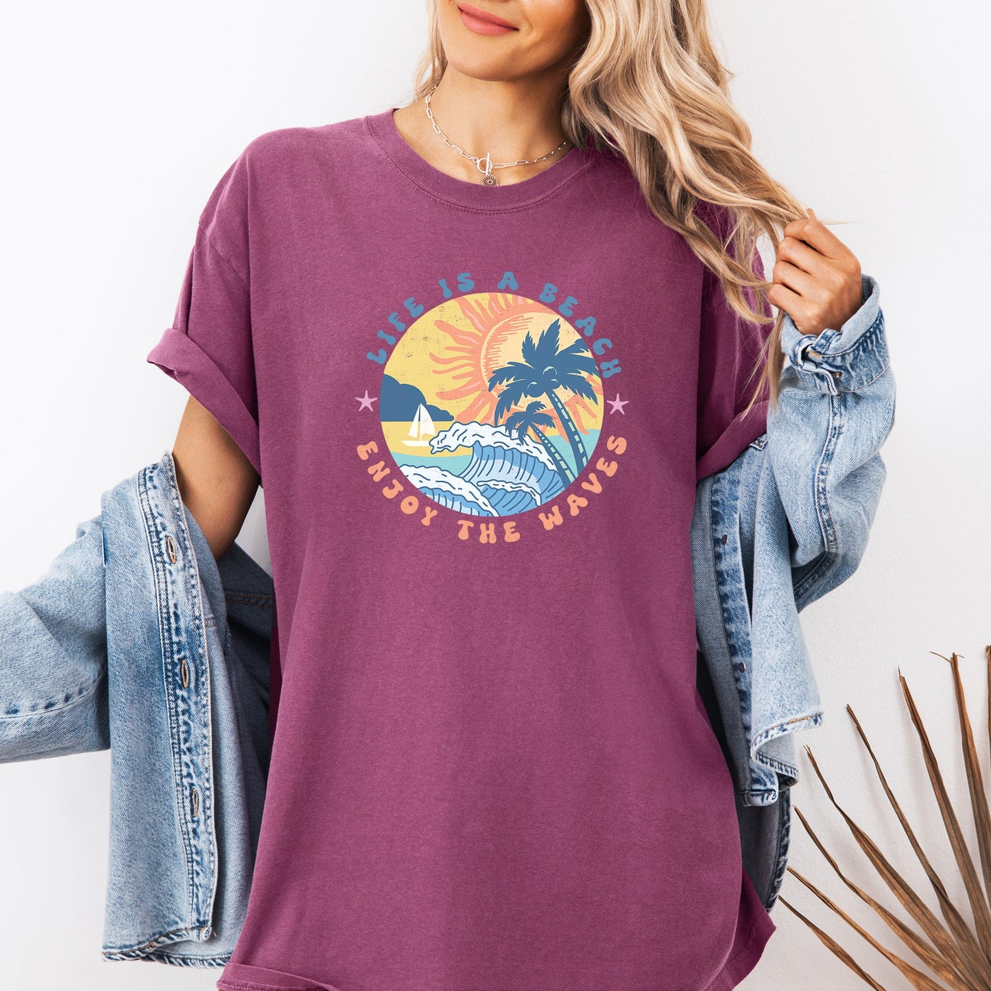 Retro Life Is A Beach, Enjoy the Waves, Summer, Comfort Colors T-Shirt