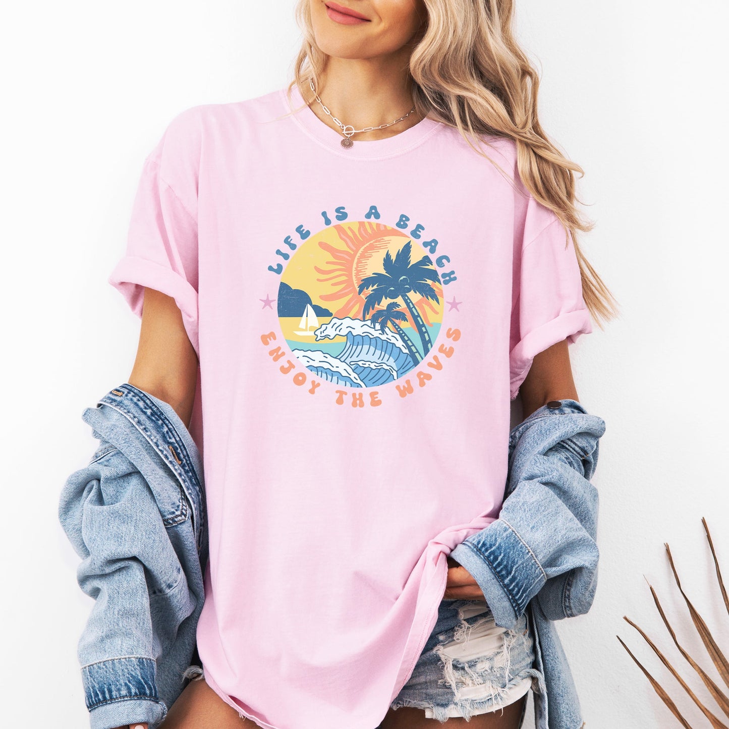 Retro Life Is A Beach, Enjoy the Waves, Summer, Comfort Colors T-Shirt