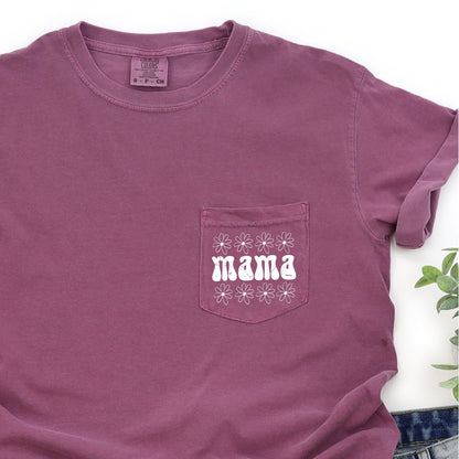 Retro Mama, Daisy, Pocket Tee Comfort Colors T-Shirt