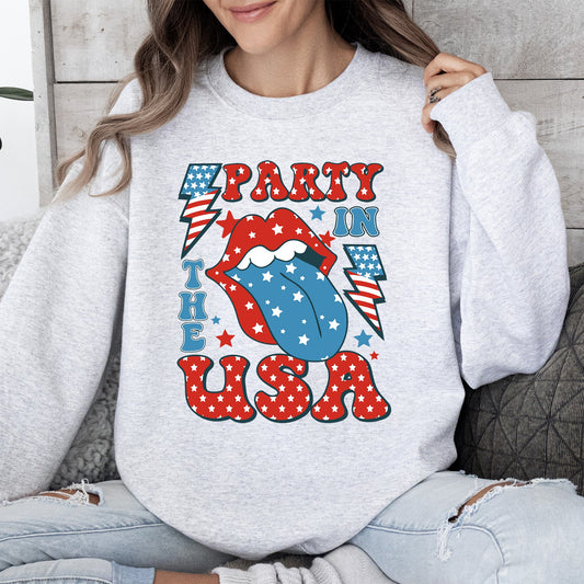 Retro Party In The USA, Tongue 4th of July Sweatshirt