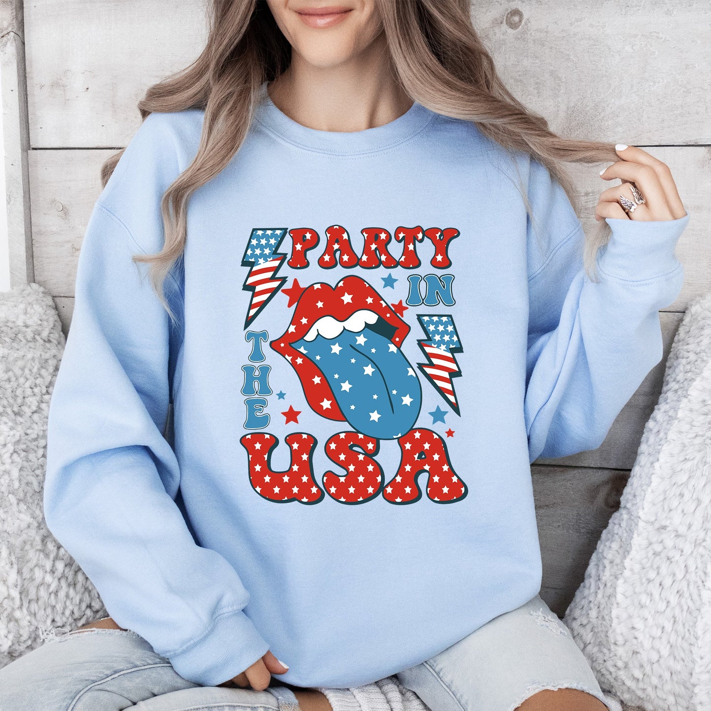 Retro Party In The USA, Tongue 4th of July Sweatshirt