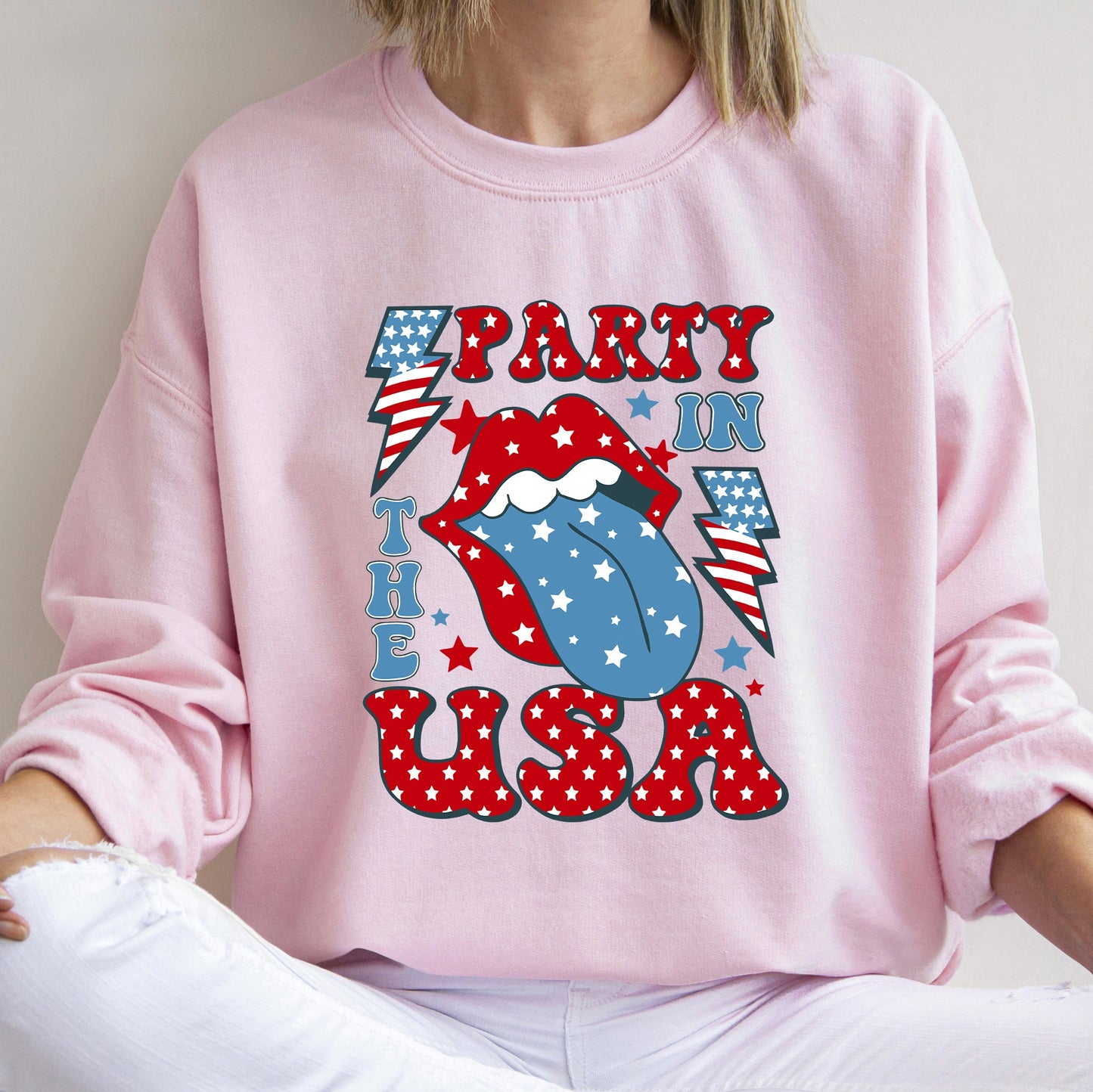 Retro Party In The USA, Tongue 4th of July Sweatshirt