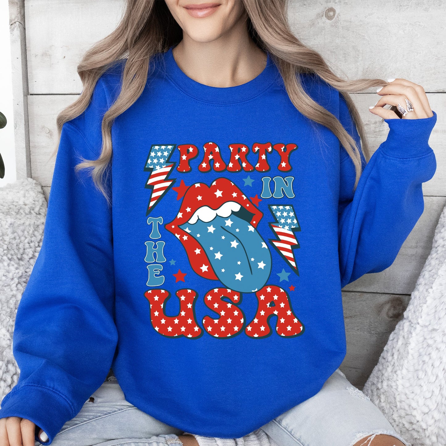 Retro Party In The USA, Tongue 4th of July Sweatshirt