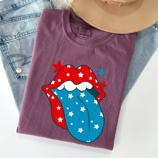 Retro Party In The USA, 4th of July Tongue Tshirt Comfort Colors T-Shirt