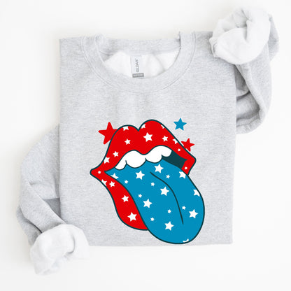 Retro Party In The USA, Tongue, 4th of July Sweatshirt