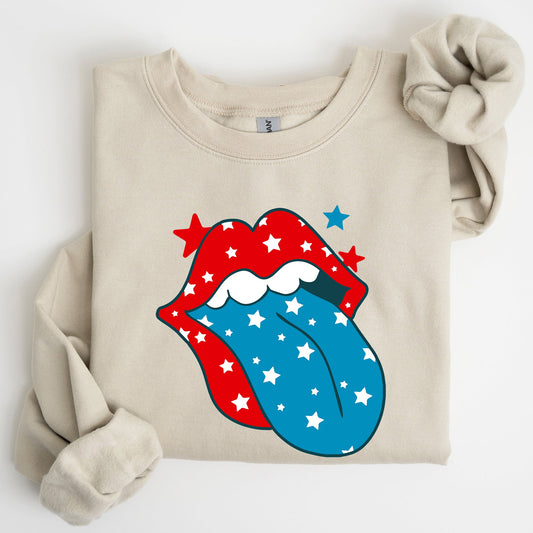 Retro Party In The USA, Tongue, 4th of July Sweatshirt