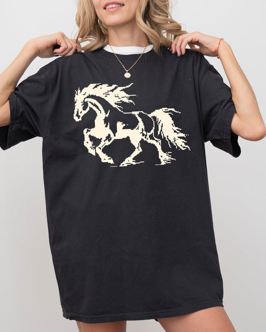 Retro Pixel Horse, 8-bit, Vintage, Pixelated, Aesthetic Shirt Comfort Colors T-Shirt