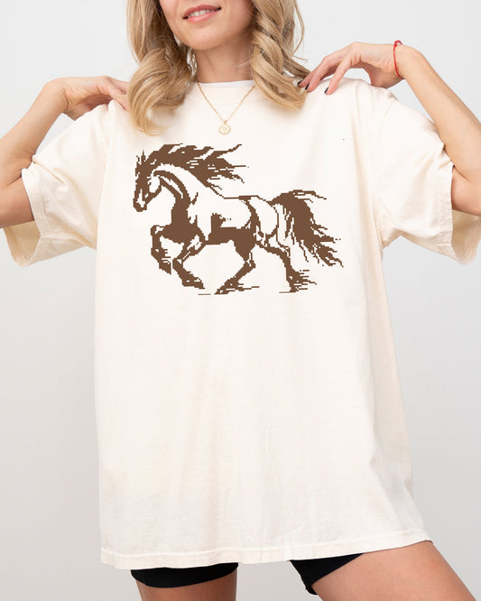 Retro Pixel Horse, 8-bit, Vintage, Pixelated, Aesthetic Shirt Comfort Colors T-Shirt