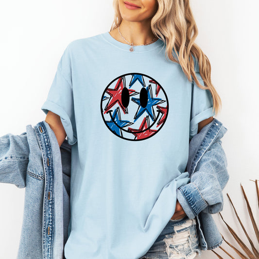 Retro Smiley, Patriotic, USA, America, 4th of July Tshirt Comfort Colors T-Shirt