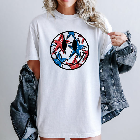 Retro Smiley, Patriotic, USA, America, 4th of July Tshirt Comfort Colors T-Shirt