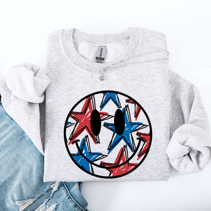 Retro Smiley, Patriotic, USA, America, 4th of July Sweatshirt