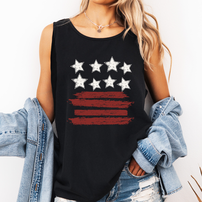 Retro Stars and Stripes, Fourth of July, America, Patriotic, USA Comfort Colors Tank Top