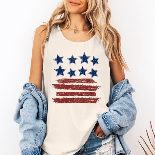 Retro Stars and Stripes, Fourth of July, America, Patriotic, USA Comfort Colors Tank Top