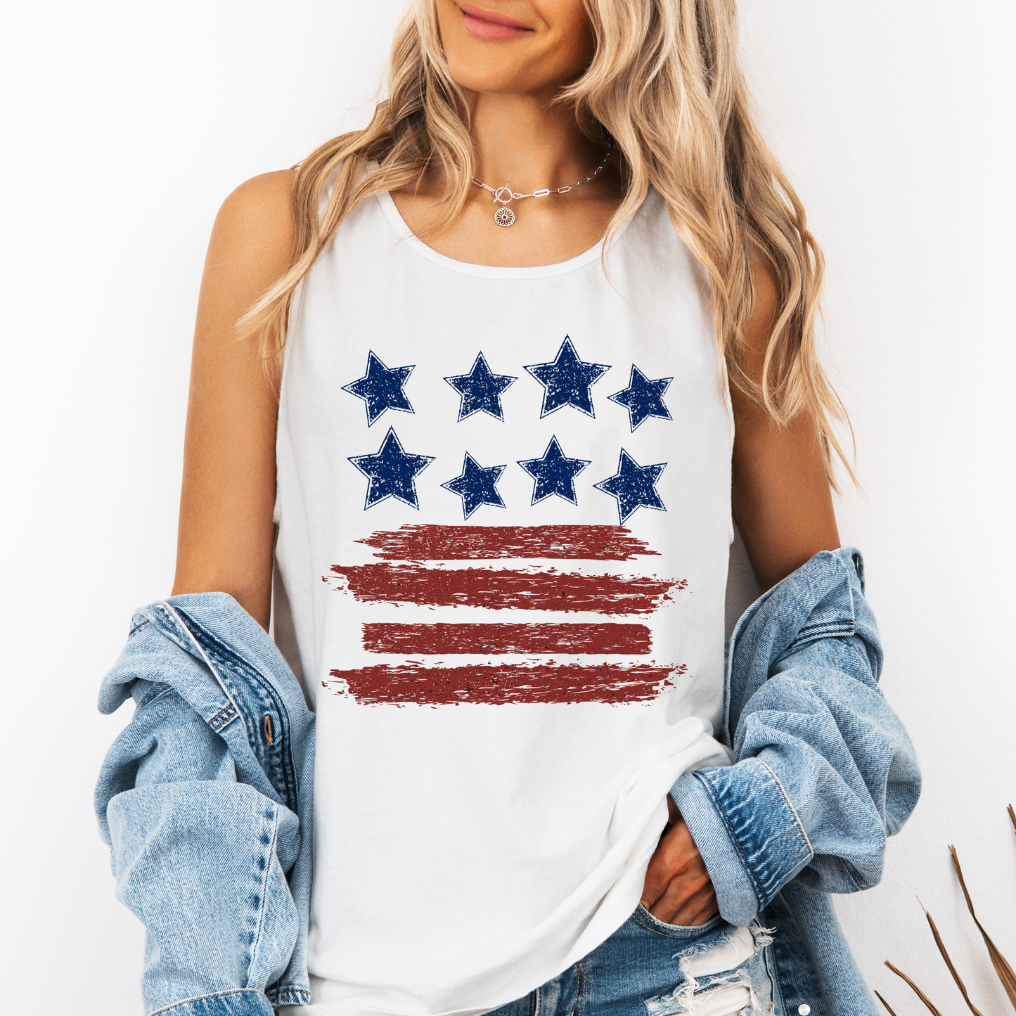 Retro Stars and Stripes, Fourth of July, America, Patriotic, USA Comfort Colors Tank Top