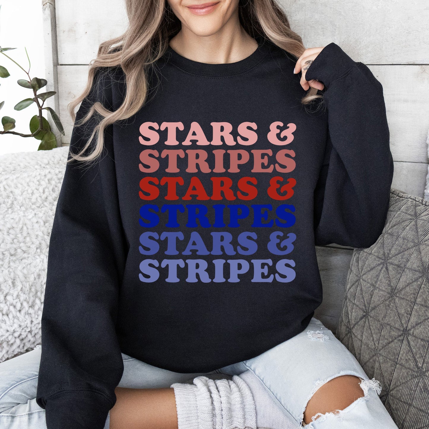 Retro Stars and Stripes, Patriotic, 4th of July Sweatshirt