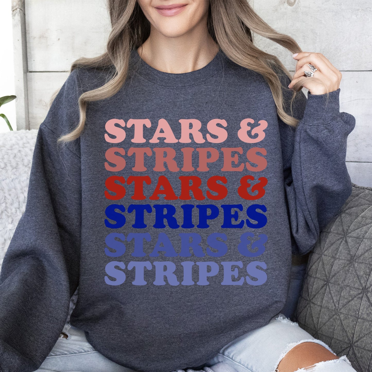 Retro Stars and Stripes, Patriotic, 4th of July Sweatshirt