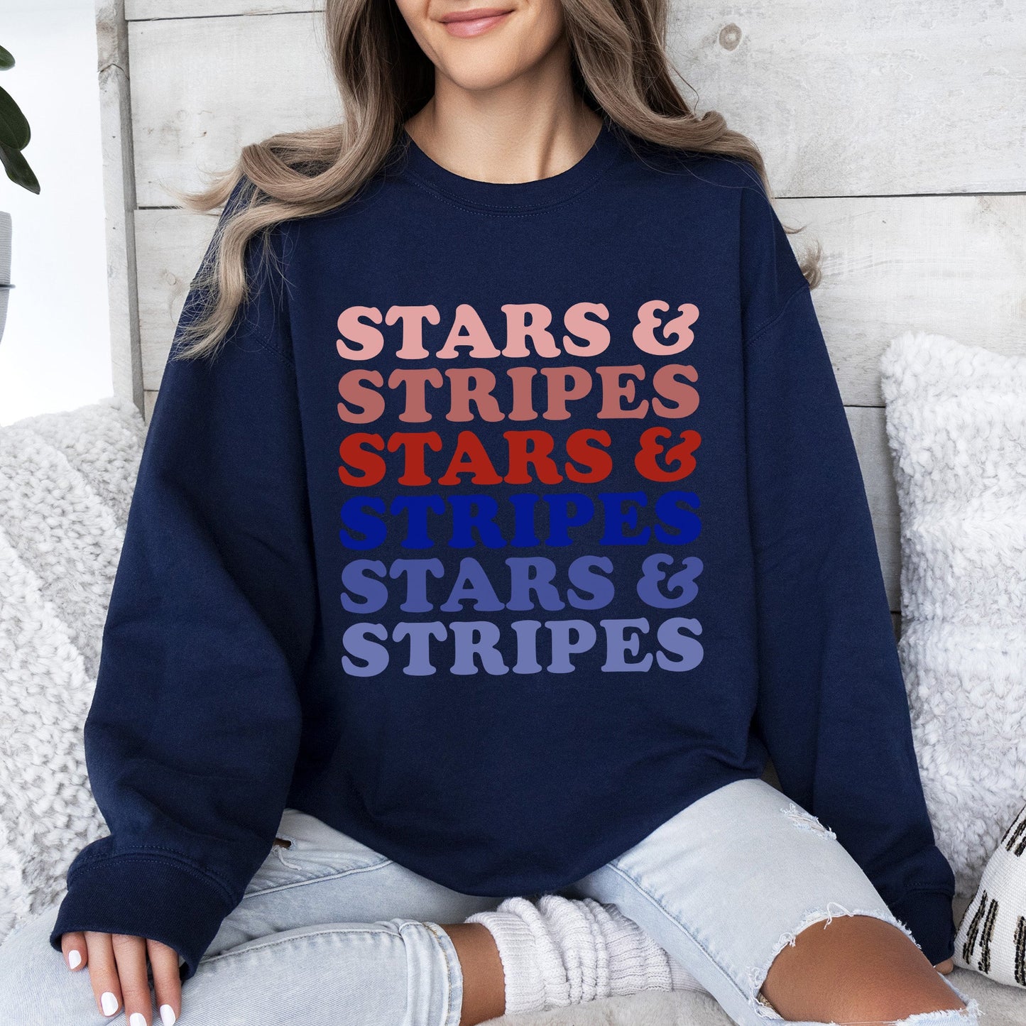 Retro Stars and Stripes, Patriotic, 4th of July Sweatshirt