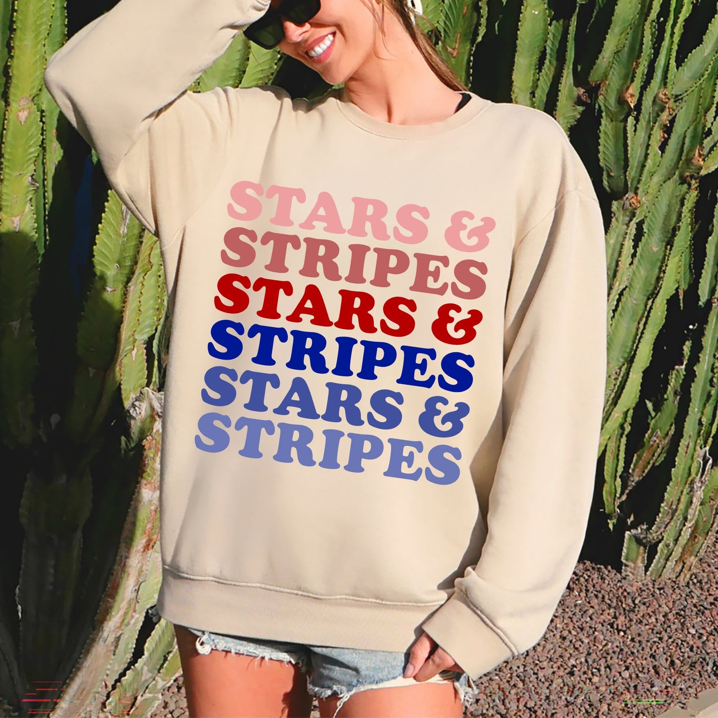 Retro Stars and Stripes, Patriotic, 4th of July Sweatshirt