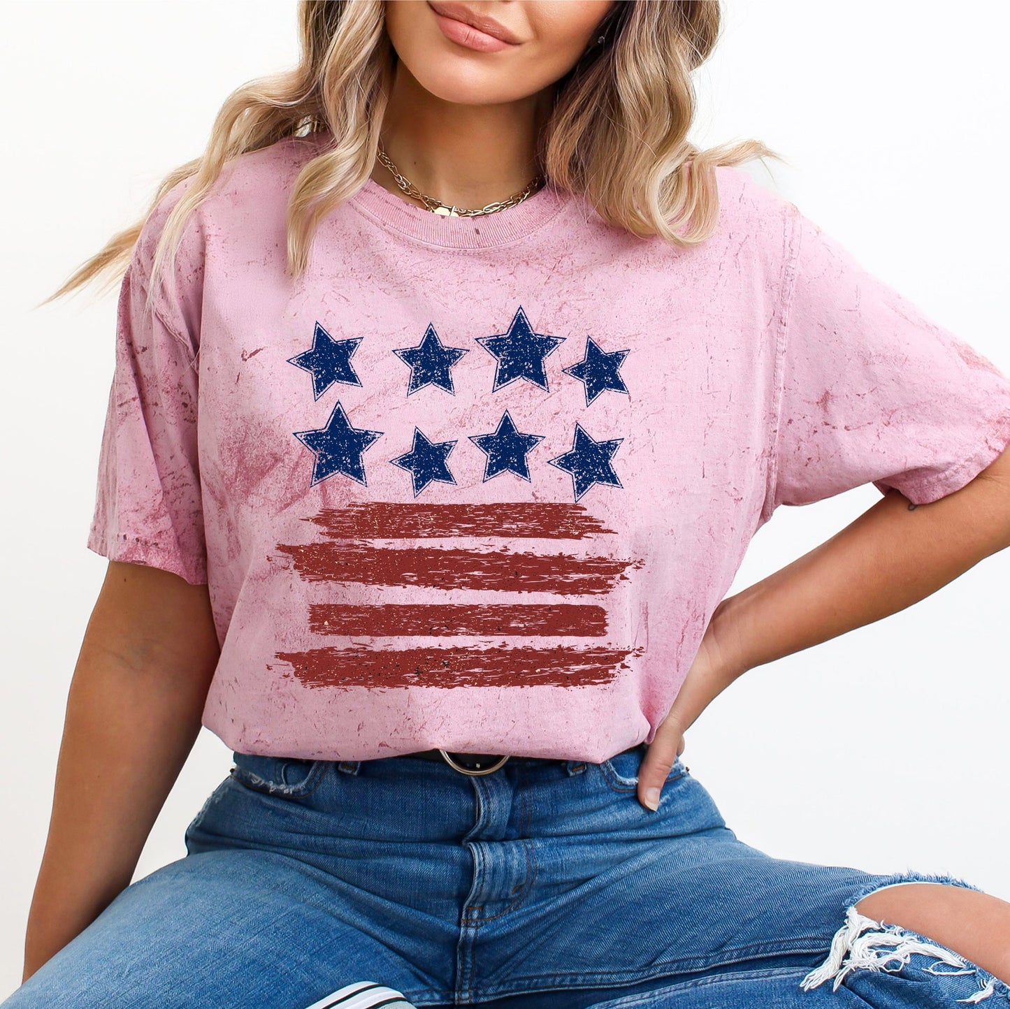 Retro Stars and Stripes, Patriotic, America, 4th of July, Color Blast Tshirt Comfort Colors T-Shirt