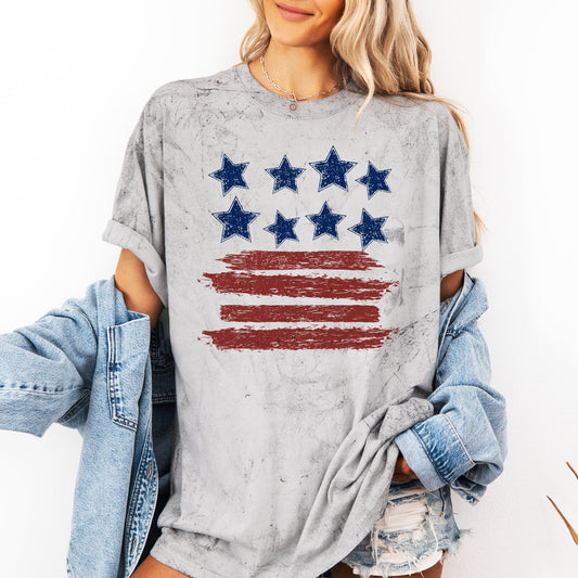 Retro Stars and Stripes, Patriotic, America, 4th of July, Color Blast Tshirt Comfort Colors T-Shirt