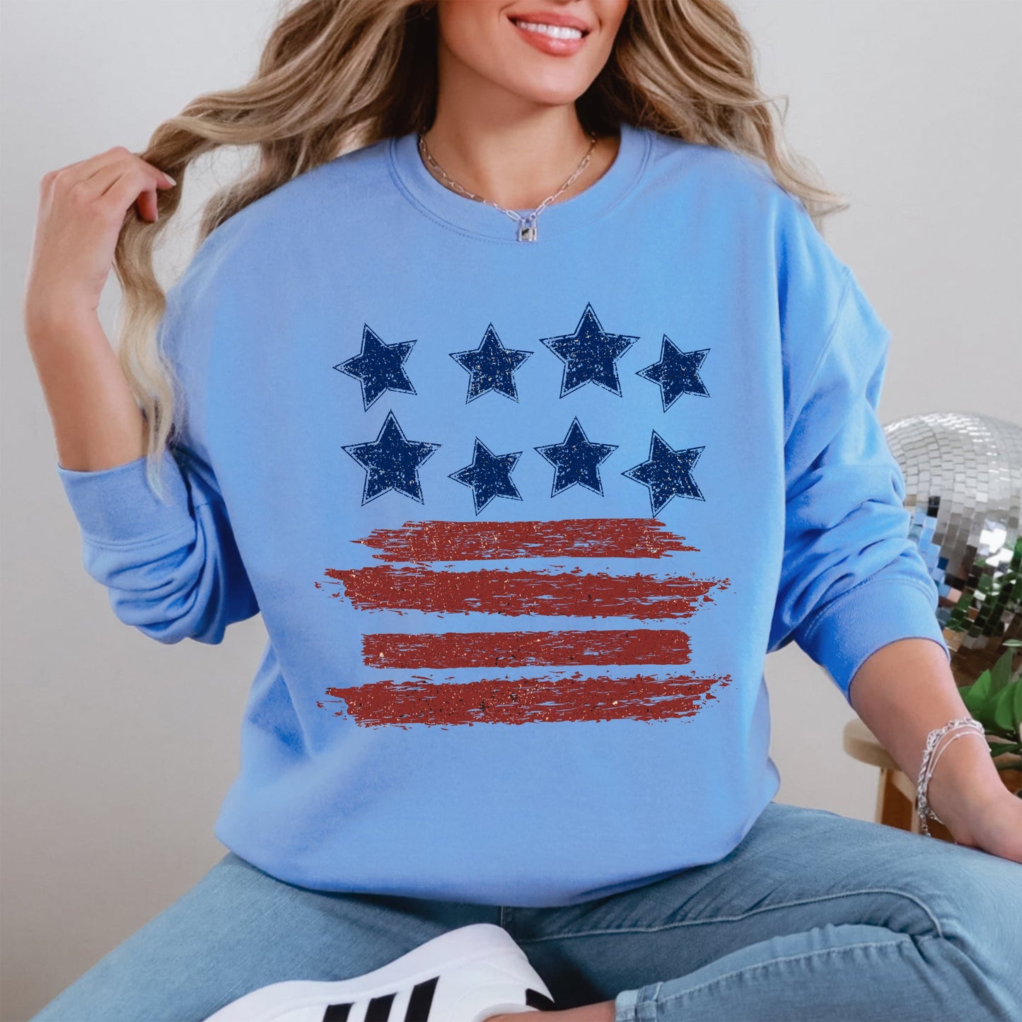 Retro Stars and Stripes, Patriotic, America, 4th of July Sweatshirt