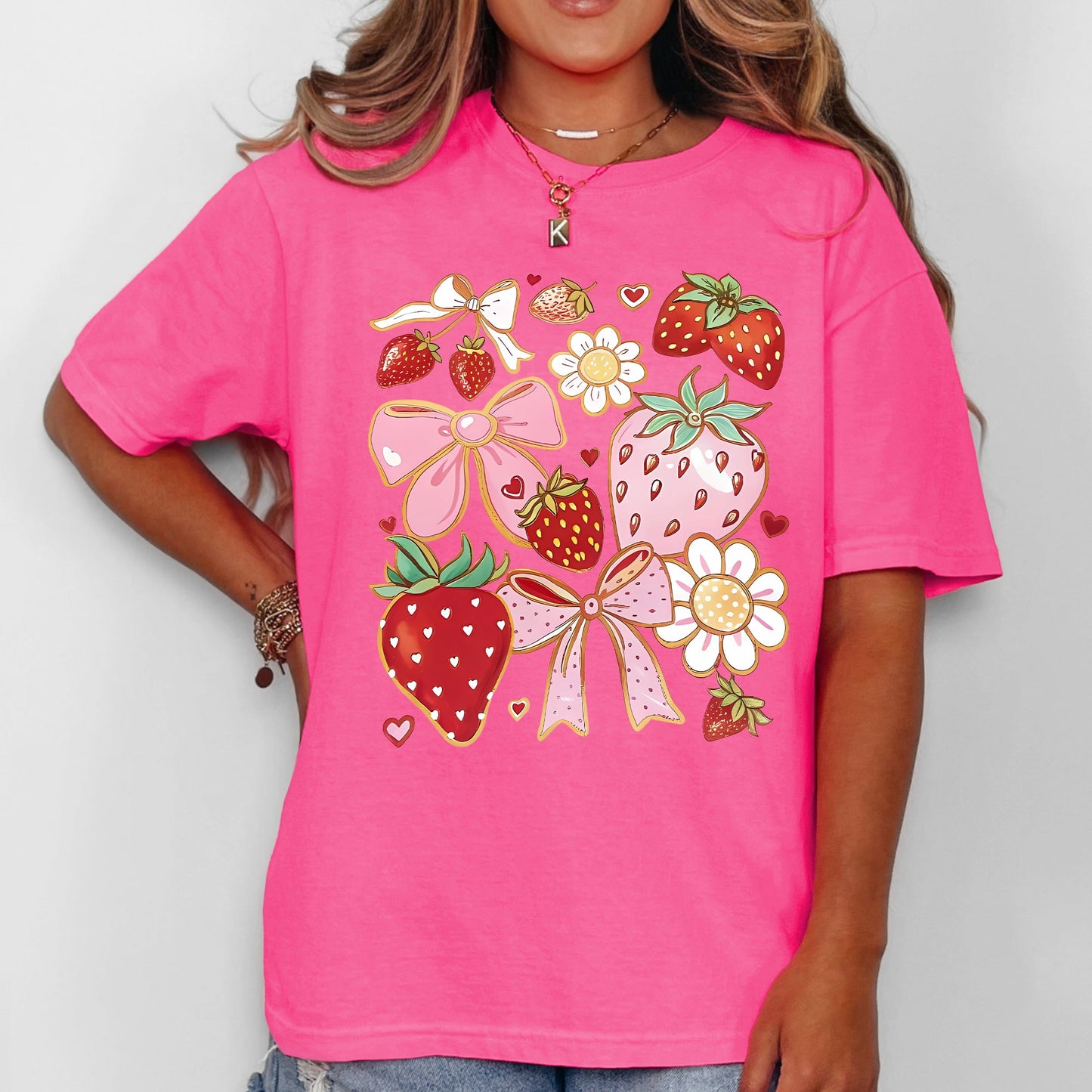 Retro Strawberries, Daisies, Cute, Adorable Comfort Colors T-Shirt