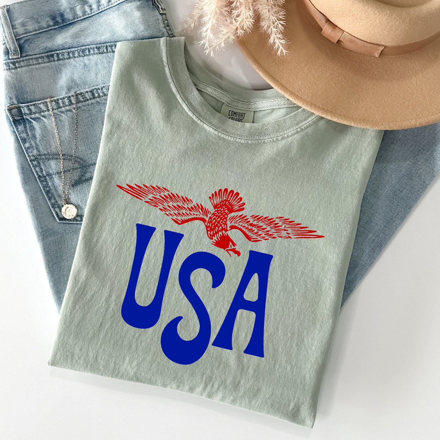 Retro USA, Eagle, America, Patriotic, 4th of July Tshirt Comfort Colors T-Shirt
