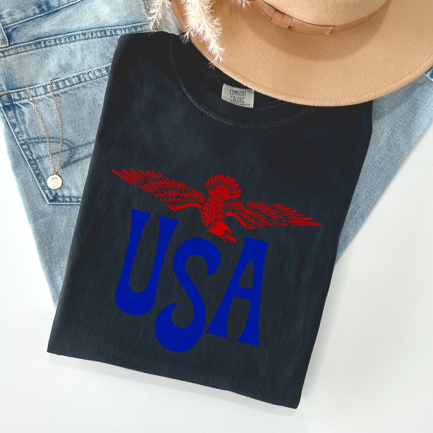 Retro USA, Eagle, America, Patriotic, 4th of July Tshirt Comfort Colors T-Shirt