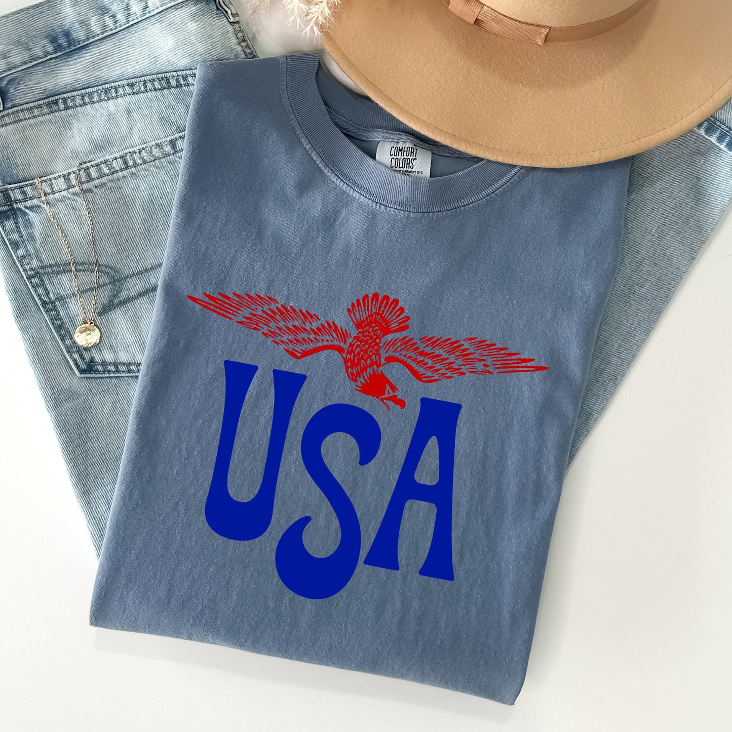 Retro USA, Eagle, America, Patriotic, 4th of July Tshirt Comfort Colors T-Shirt