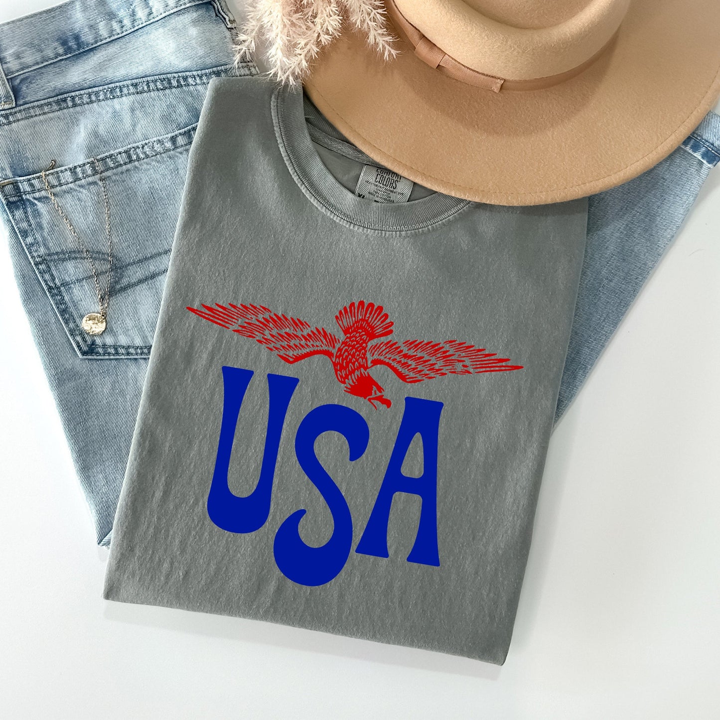 Retro USA, Eagle, America, Patriotic, 4th of July Tshirt Comfort Colors T-Shirt