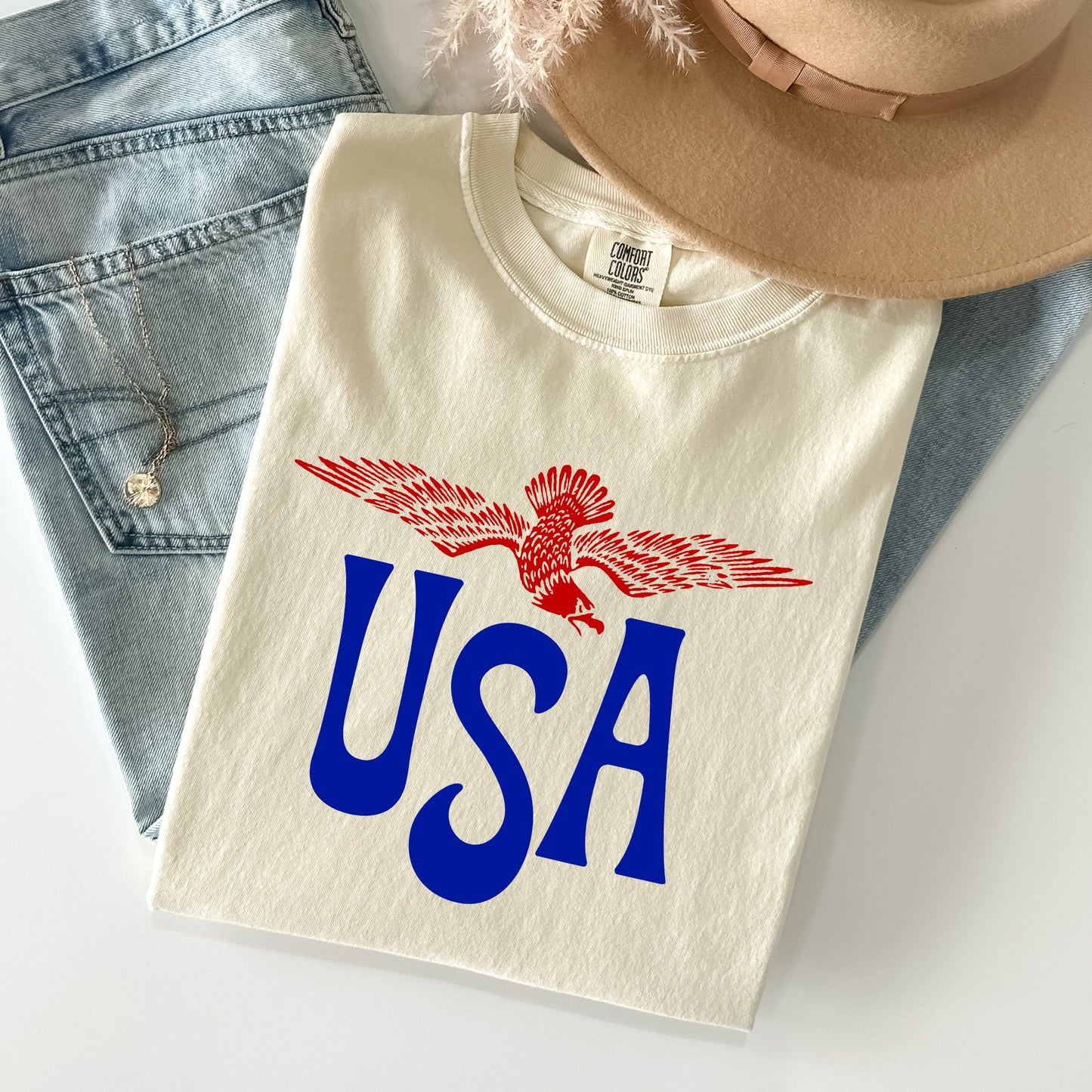 Retro USA, Eagle, America, Patriotic, 4th of July Tshirt Comfort Colors T-Shirt