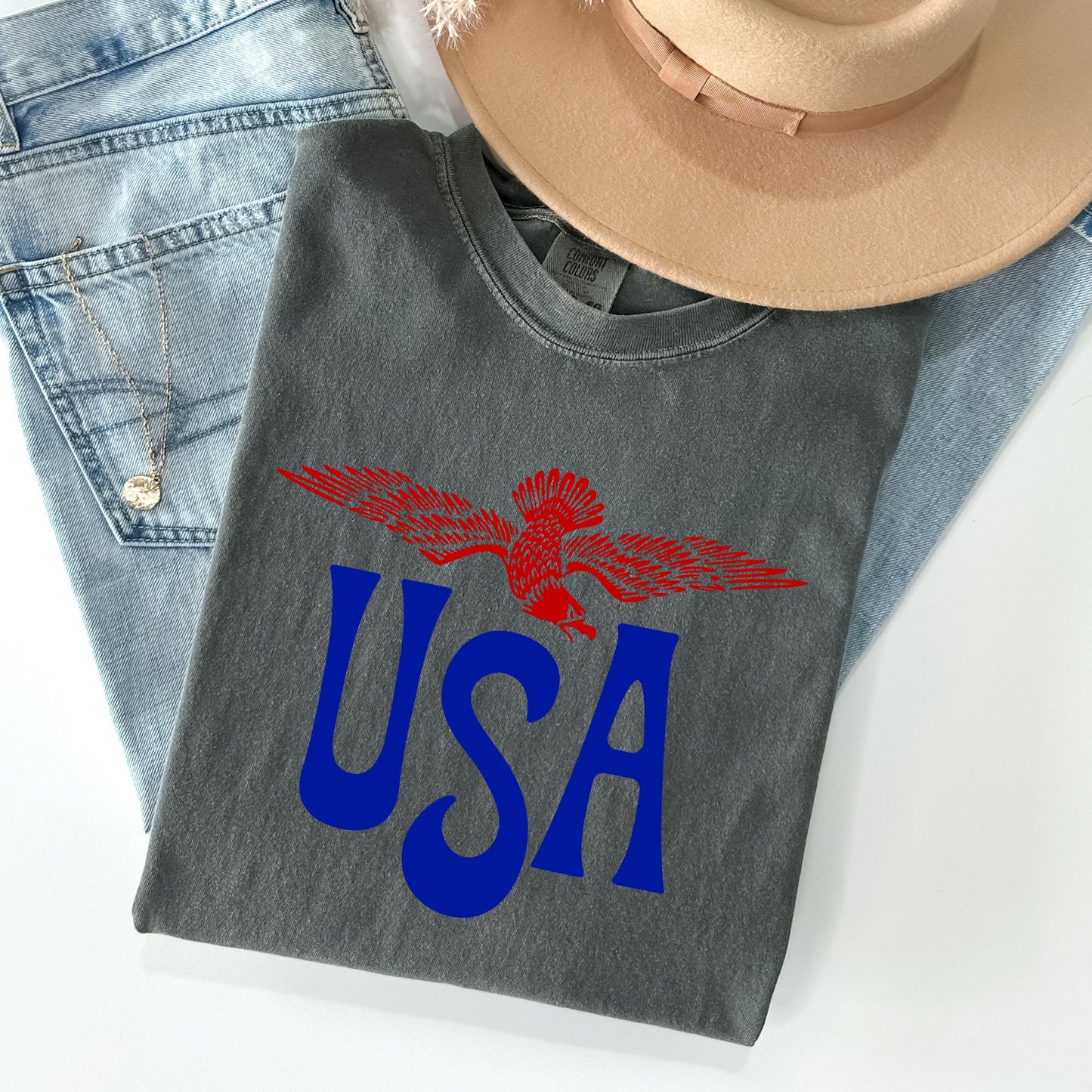 Retro USA, Eagle, America, Patriotic, 4th of July Tshirt Comfort Colors T-Shirt