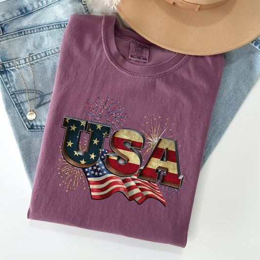 Retro USA, Patriotic, 4th of July Comfort Colors Tshirt