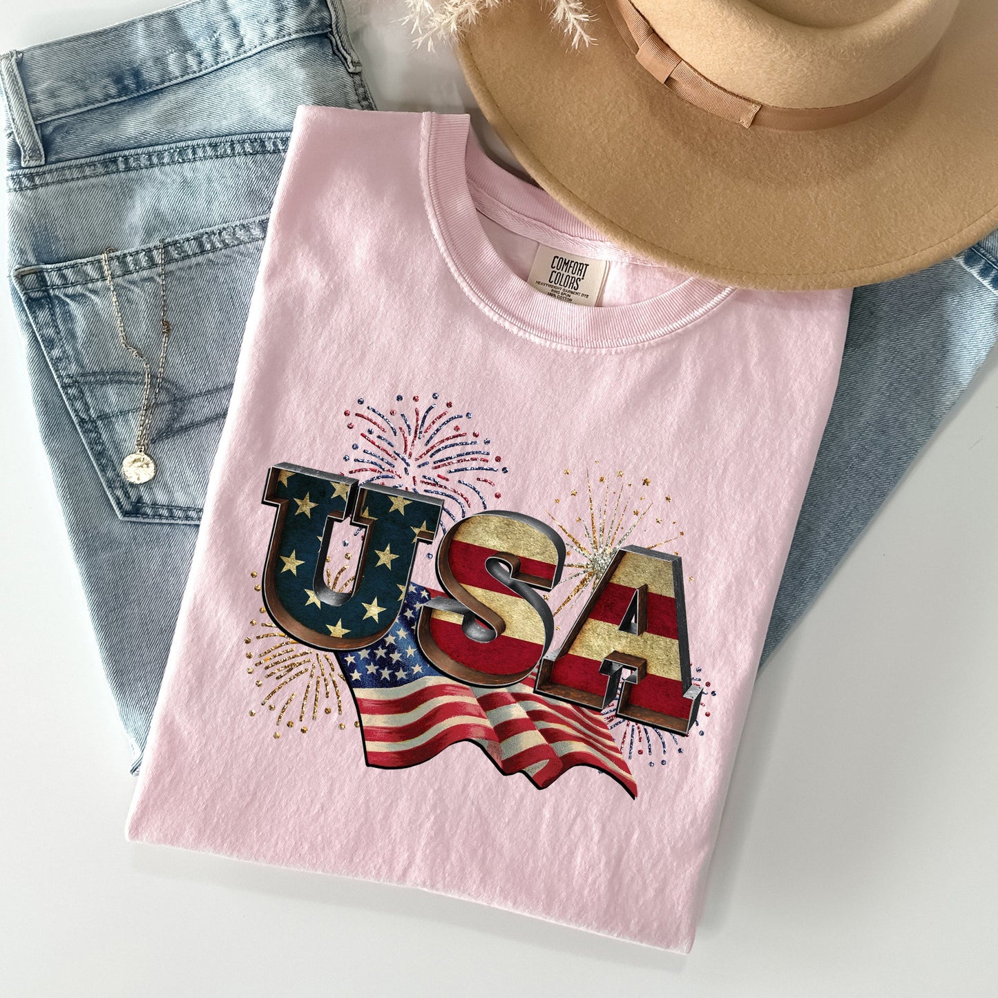Retro USA, Patriotic, 4th of July Comfort Colors Tshirt