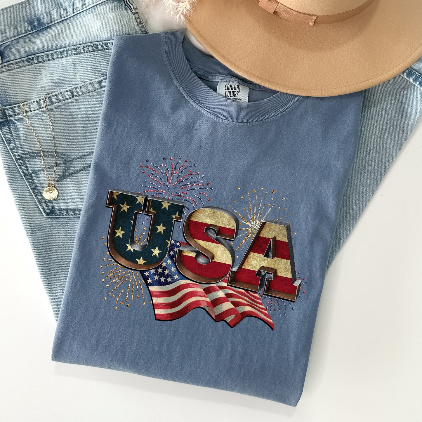 Retro USA, Patriotic, 4th of July Comfort Colors Tshirt