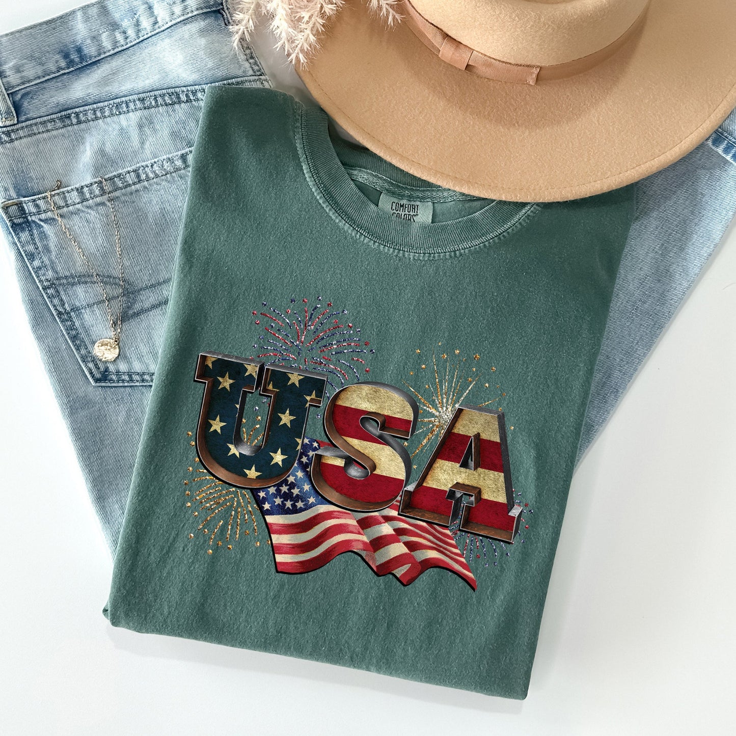 Retro USA, Patriotic, 4th of July Comfort Colors Tshirt