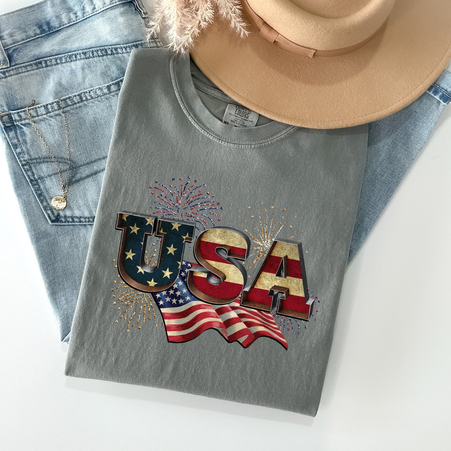 Retro USA, Patriotic, 4th of July Comfort Colors Tshirt
