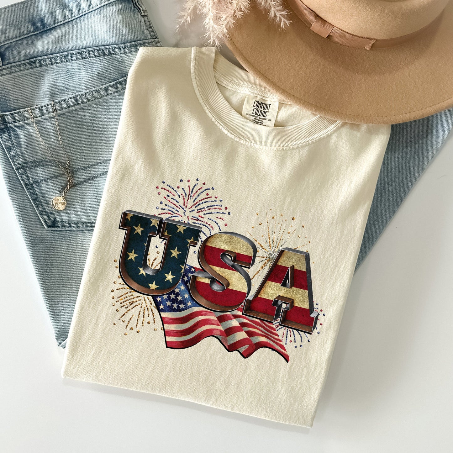 Retro USA, Patriotic, 4th of July Comfort Colors Tshirt
