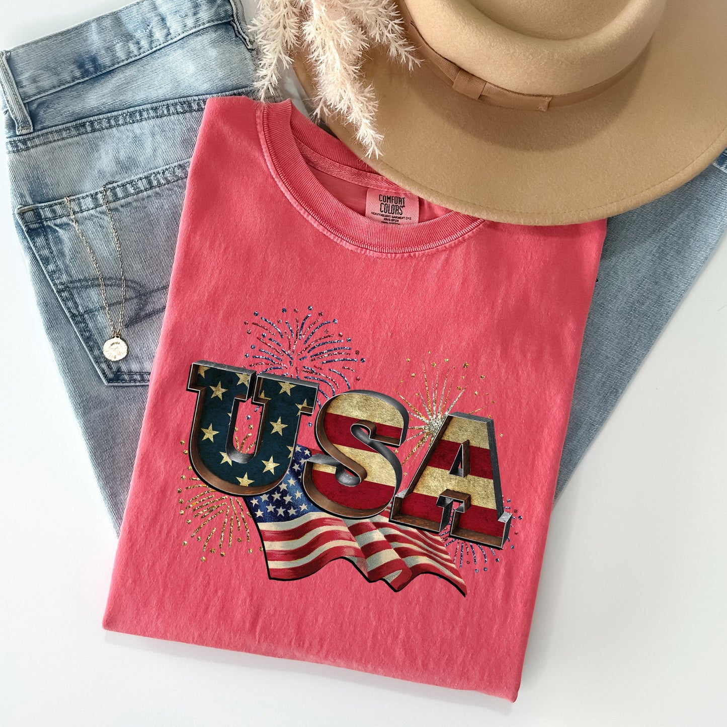 Retro USA, Patriotic, 4th of July Comfort Colors Tshirt
