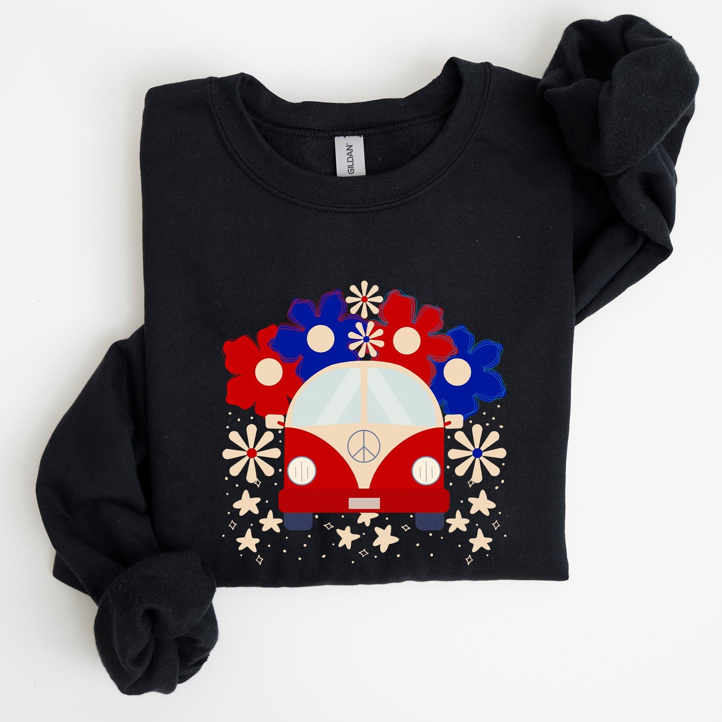 Retro Van, Patriotic, 4th of July Sweatshirt